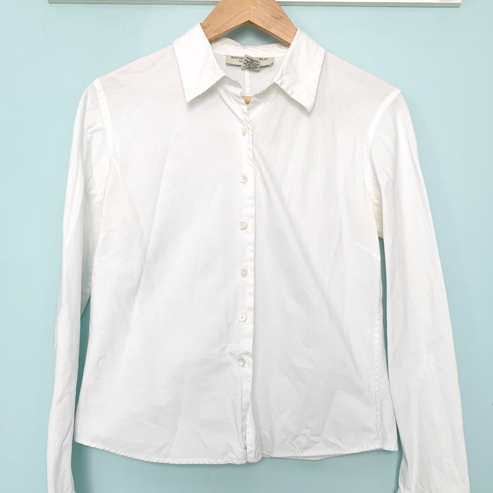Banana Republic- White Button-down Top